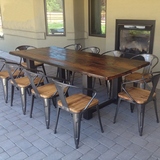 美式复古铁艺实木餐桌原木餐台奶茶甜品店咖啡厅餐厅餐桌椅 组合