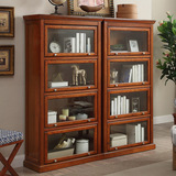 美式书柜玻璃门简约组装带门储物柜创意自由组合柜子宜家木质书架
