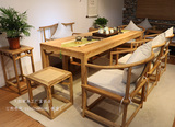 新中式老榆木茶桌茶台现代简约实木免漆仿古原木小茶桌椅组合特价