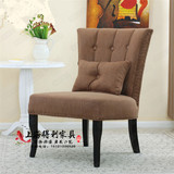 特价美式法式复古实木布艺软包餐椅欧式高档咖啡椅书房单人休闲椅