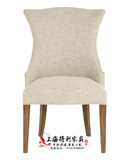美式高档实木餐椅欧式新古典铆钉布艺软包椅复古休闲单人书房桌椅