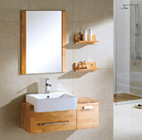 实木橡胶木浴室柜组合小户型中式原木洗漱台洗手洗脸盆挂墙吊柜