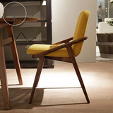 实木餐椅日式软包靠胡桃木色餐椅简约餐厅桌椅组合实木家具可定制