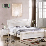 双人床白色全实木床榆木床1.8米1.5米气压床储物高箱床大床婚床