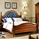 包送货安装美式实木床 真皮软靠床 欧式床 全实木1.8米双人床婚床