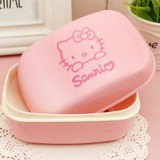 Hello Kitty 卡通大号创意带滤水架香皂盒 可爱带盖子肥皂盒包邮