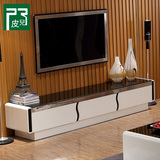 电视柜 现代简约 黑白钢琴烤漆 钢化玻璃 客厅玻璃电视柜