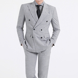 韩国代购男装春季韩版时尚商务休闲潮男士修身两件双排扣西服套装