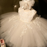 韩国公主裙儿童礼服花童婚纱白色女童生日晚礼服主持人蓬蓬连衣裙