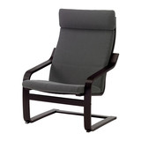 POÄNG 波昂 单人沙发/扶手椅, 黑褐色, Finnsta 芬斯塔 灰色