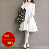 韩版女装甜美少女小清新森女学生日系连衣裙夏季仙女可爱白色裙子