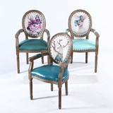欧式实木餐椅 扶手椅子复古休闲美式靠背凳子 咖啡馆书房化妆椅子