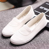 夏季小白鞋布鞋韩版学生帆布鞋平跟白色板鞋一脚蹬女鞋平底懒人鞋