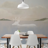 北欧宜家山水麋鹿壁纸卧室客厅沙发背景墙纸大型个性创意壁画定制