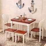 出口标准地中海美式乡村实木复古餐桌现代简约小户型餐桌餐椅组合