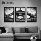 现代简约客厅装饰画黑白挂画三联画沙发背景墙画壁画 埃菲尔铁塔