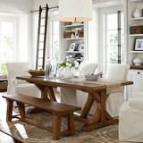美式复古实木餐桌椅组合现代简约长条会议桌培训桌洽谈桌办公桌