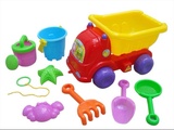 儿童沙滩玩具戏水玩沙8件套装沙滩工程车多色混装中号夏日玩具
