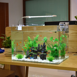 中型水族箱鱼缸精美小型造景生态缸开放式带灯过滤器装饰玻璃创意