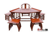 仿古扇形茶桌椅组合 仿红木实木功夫茶台 特价电磁炉茶艺桌南榆木