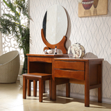 新中式实木卧室梳妆台简约化妆桌带化妆镜妆凳组合木质收纳梳妆台
