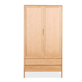 全实木橡木环保简约宜家日式整体双门两门小户型卧室衣柜
