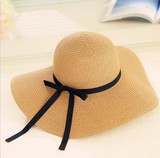 韩版沙滩帽子女士夏天海边出游度假遮阳太阳帽可折叠大檐防晒草帽