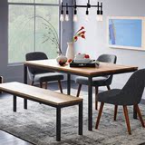 美式简约现代铁艺欧式实木餐桌椅组合电脑桌家具咖啡厅桌子实木桌