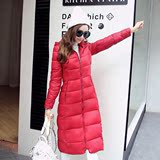 2016冬季新款韩版纯色宽松大版中长款棉衣女加厚保暖连帽棉服外套