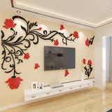蝴蝶花藤3d立体亚克力墙贴客厅沙发电视背景墙壁房间室内装饰创意