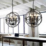 北欧美式复古工业风地球仪吊灯loft蜡烛吊灯铁艺创意个性餐厅灯具