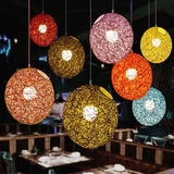 北欧简约麻球吊灯个性创意圆球形藤艺吧台卧室过道酒吧餐厅吊灯具