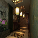 中式茶楼羊皮灯仿古茶室餐厅走廊过道吧台床头小吊灯创意竹子灯具