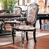 欧式餐椅新古典椅子简约宜家实木书桌布艺饭椅雕花描银创意家具