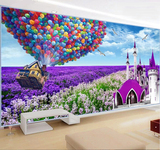 薰衣草风景钻石画满钻气球客厅卧室紫色卡通结婚砖石十字绣最新款