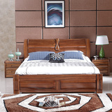 实木床金丝黑胡桃木床1.8米纯实木家具双人床原木床高箱储物婚床