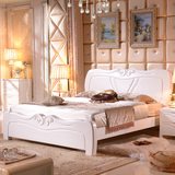 实木床1.8双人床白色韩式田园婚床橡胶木气动高箱储物床卧室家具