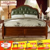 美式实木床欧式卧室双人床1.5\1.8米婚床软靠复古真皮床现货特价
