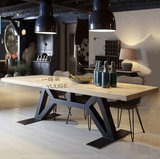 北欧复古实木双人电脑桌办公桌创意设计师书桌烤漆工作台个性餐桌