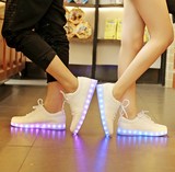 LED荧光鞋男鬼步舞鞋七彩发亮鞋USB充电发光情侣灯光鞋亮光鞋夜光