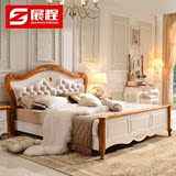 地中海床白蜡木双人公主床美式乡村1.8米高箱储物实木床卧室家具