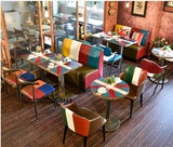 美式乡村铁艺咖啡厅餐桌椅Lofe主题茶餐厅卡座奶茶店沙发组合批发