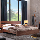 北欧实木床现代简约1.5米床胡桃木1.8米双人床日式宜家风格储物床