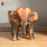 泰国创意原木矮凳小凳子 儿童动物家具小象换鞋凳圆凳 实木墩子
