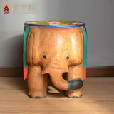 东南亚招财木雕大象凳子客厅玄关换鞋凳 泰国实木大象落地摆件
