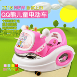 QQ熊儿童电动车四轮宝宝早教玩具带遥控汽车可坐室内婴儿双驱童车