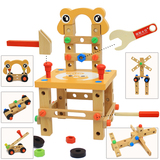 巧之木木制拆装多功能工具台创意工作椅益智积木螺母玩具鲁班椅