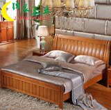 新款简约现代中式全实木橡胶木床 木质木头婚床1.8 1.5特价包邮