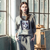 典默 设计师品牌 高端空气层七分袖韩版圆领套头卫衣女宽松蝙蝠袖