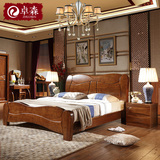 全纯实木现代新中式橡胶木组合框架1.8米实用大床单双人床婚床